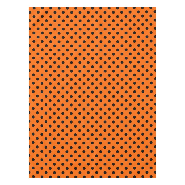 Orange and Black Polka Dots Tablecloth (Front)