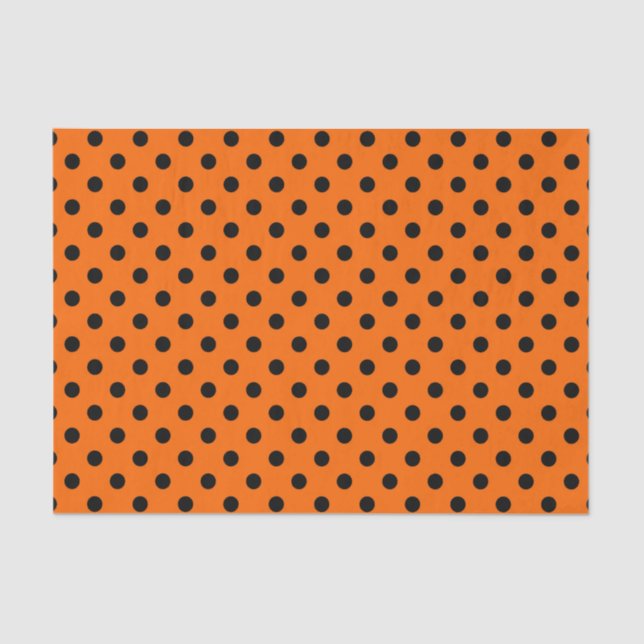 Orange and Black Polka Dots Tissue Paper (Front)