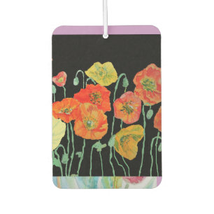 Orange and Black Poppies Car Air Freshener