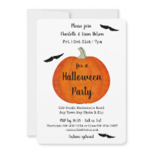 Orange and Black Pumpkin and Bats Halloween Party