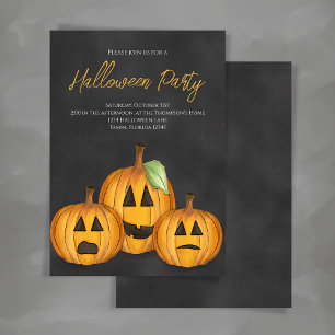 Orange and Black Pumpkins Halloween Party Invitation
