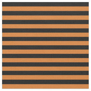 Orange and Black Quarter Inch Horizontal Stripes Fabric