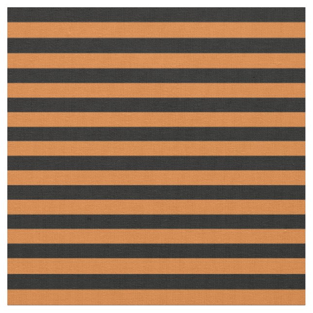 Orange and Black Quarter Inch Horizontal Stripes Fabric (Close Up)