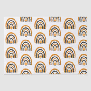 Orange and Black Rainbows Bats White Halloween Tissue Paper