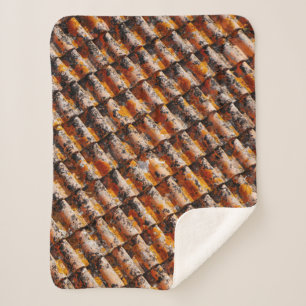 Orange-and-black roof shingles sherpa blanket