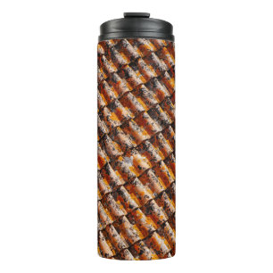 Orange-and-black roof shingles thermal tumbler