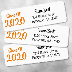 Orange and Black School Colors Class Year Address Return Address Label