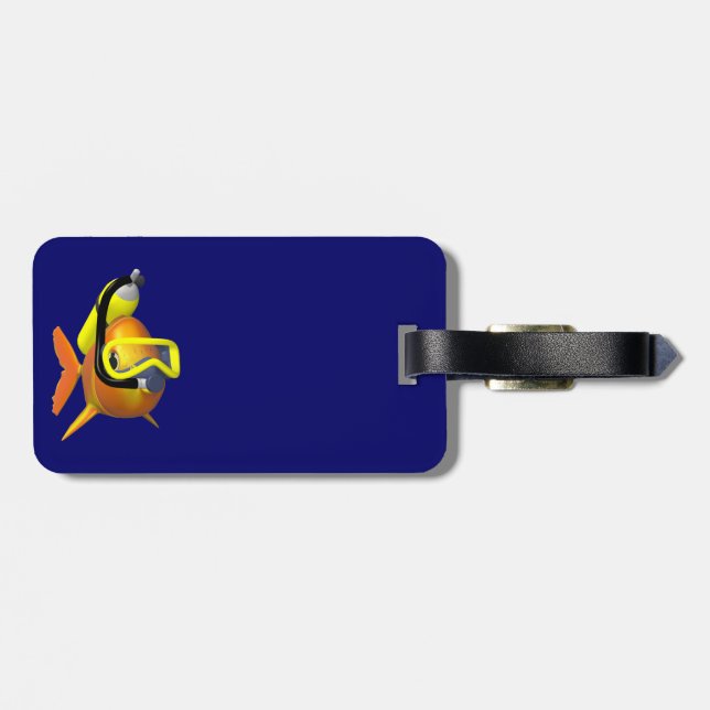 Orange and Black Scuba Fish Luggage Tag (Back Horizontal)
