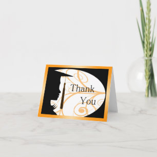 Orange and Black Silhouette Thank You Card