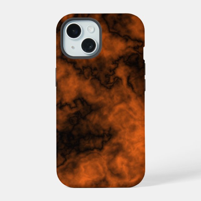 Orange and Black Smoke iPhone 15 Case (Back)