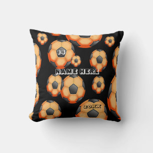 Orange and Black Soccer cushion with Player's Name