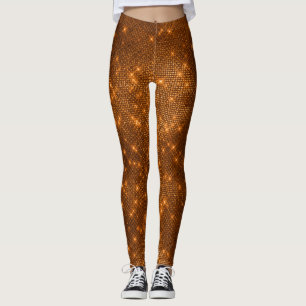 Orange and Black Sparkle Halloween Costume Leggings