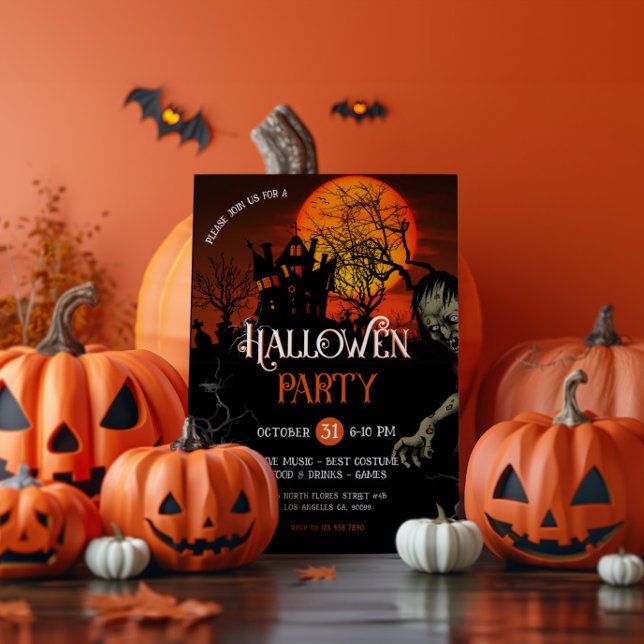 Orange and Black Spooky Halloween Party Invitation (Creator Uploaded)