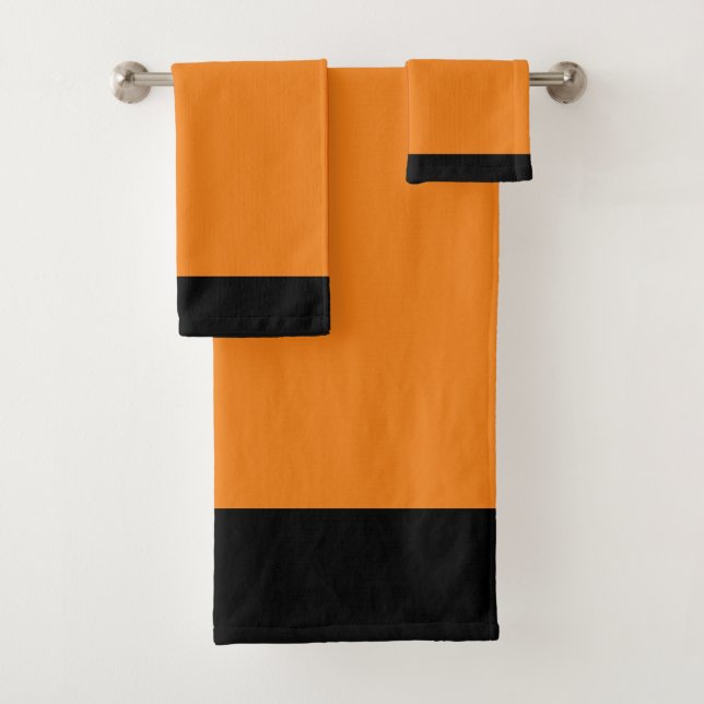 Orange And Black Sport Team Colours Bath Towel Set (Insitu)