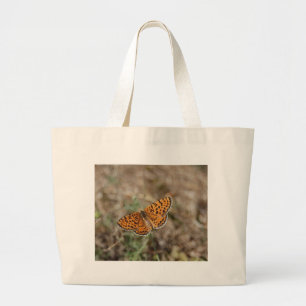 Orange and Black Spotted Butterfly Large Tote Bag