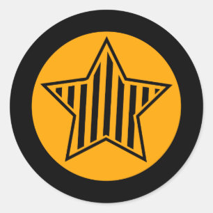 Orange and Black Star Round Sticker