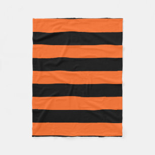 Orange and Black Stripe Halloween Pattern Fleece Blanket