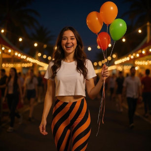 Orange and black stripe leggings