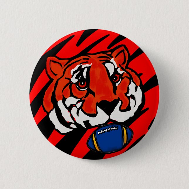 ORANGE AND BLACK STRIPES  6 CM ROUND BADGE (Front)