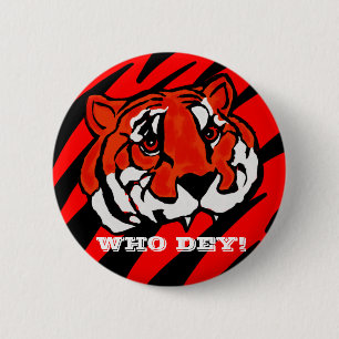 ORANGE AND BLACK STRIPES  6 CM ROUND BADGE