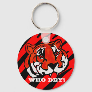 ORANGE AND BLACK STRIPES  KEY RING
