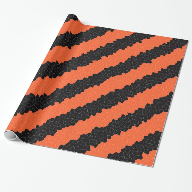 Orange And Black Stripes Wrapping Paper (Unrolled)