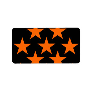 Orange and Black Super Stars Pattern Label