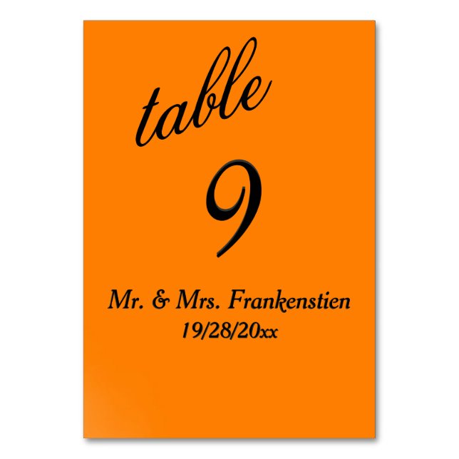 Orange and Black Table Number (Front)