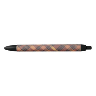 Orange and black tartan, a warm and trendy pattern black ink pen