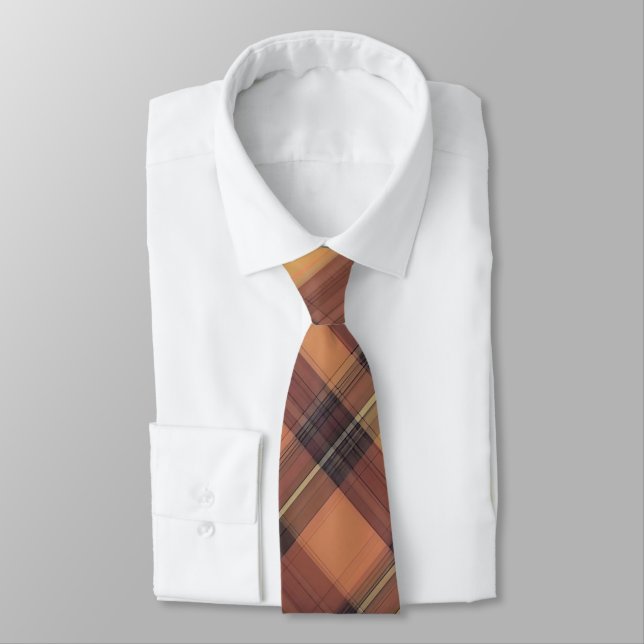 Orange and black tartan, a warm and trendy pattern tie (Tied)