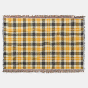 Orange and Black Tartan Plaid Throw Blanket