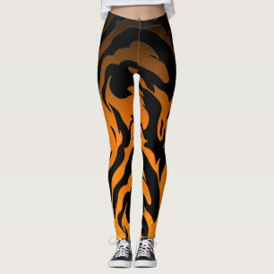 Orange and Black tiger strips  Leggings