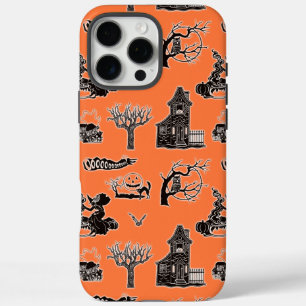 Orange and Black Vintage Halloween Pattern iPhone 16 Pro Max Case
