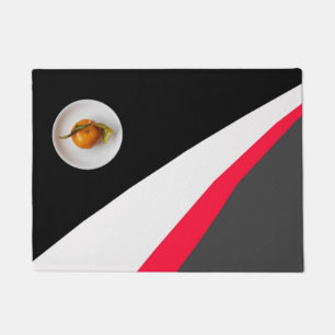 Orange and Black White Red Grey Background Doormat