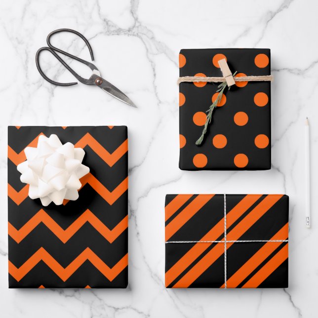 Orange And Black  Wrapping Paper Sheet (Front)