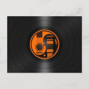 Orange and Black Yin Yang Guitars Vinyl Graphic Postcard