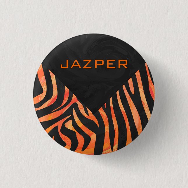 Orange and Black Zebra Monogram 3 Cm Round Badge (Front)