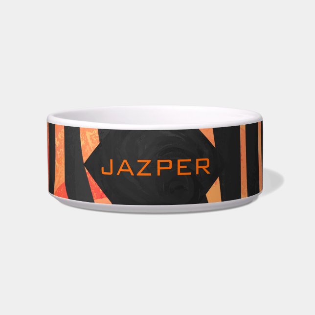Orange and Black Zebra Monogram Bowl (Front)