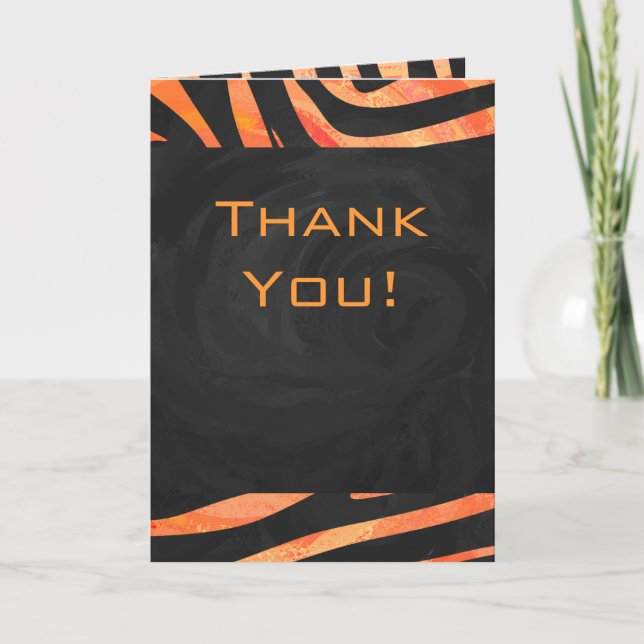 Orange and Black Zebra Monogram Card (Front)