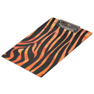 Orange and Black Zebra Monogram Clipboard