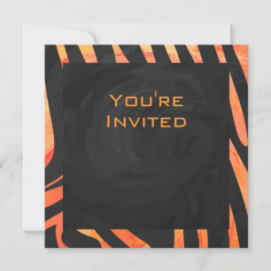 Orange and Black Zebra Monogram Invitation
