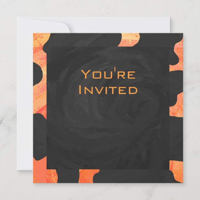 Orange and Black Zebra Monogram Invitation (Front)