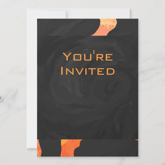 Orange and Black Zebra Monogram Invitation (Front)
