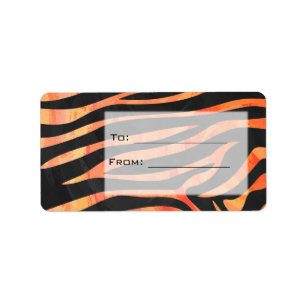 Orange and Black Zebra Monogram Label