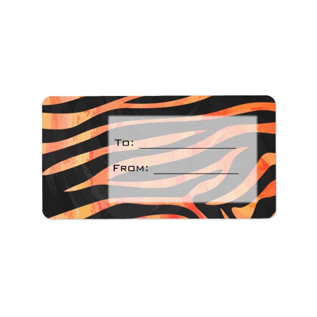Orange and Black Zebra Monogram Label (Front)