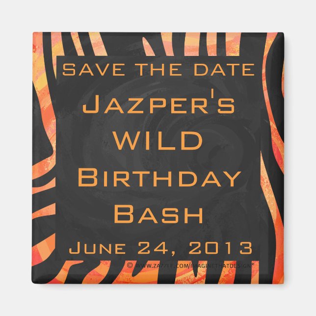 Orange and Black Zebra Monogram Magnet (Front)