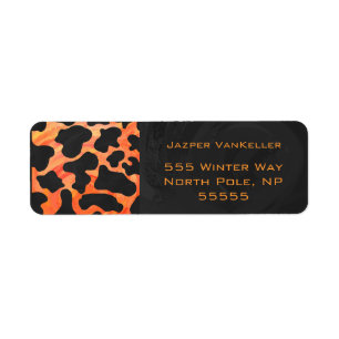Orange and Black Zebra Monogram Return Address Label
