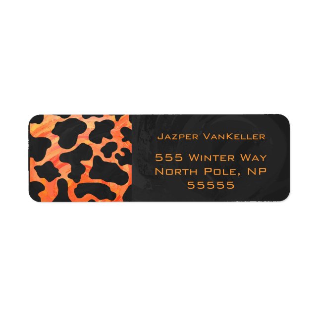 Orange and Black Zebra Monogram Return Address Label (Front)