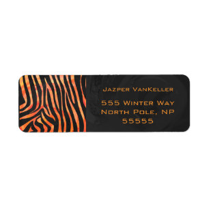 Orange and Black Zebra Monogram Return Address Label