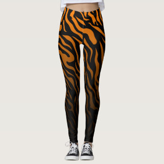 Orange and Black Zebra Stripes: Stylish Leggings